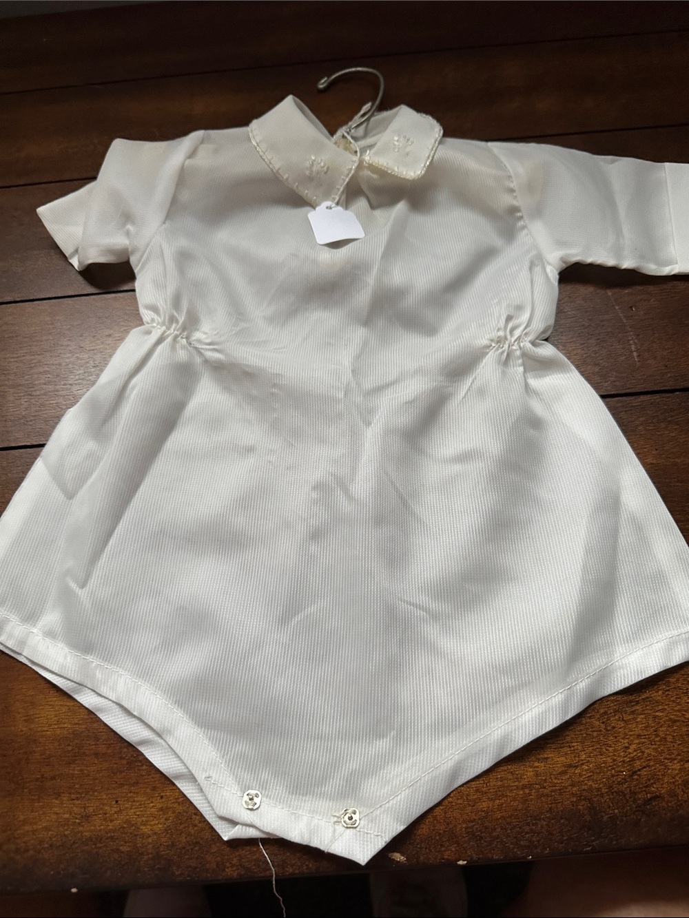Classic Cream Baby One-Piece with Embroidered Collar